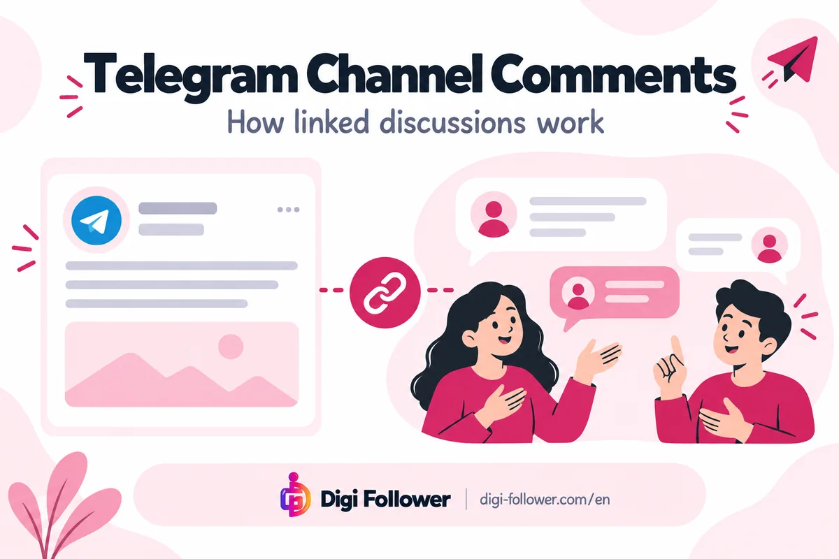 Illustration of a Telegram channel post linked to a discussion group.