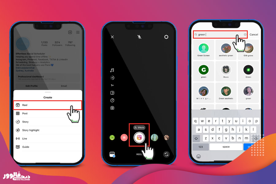 نحوه استفاده از پرده سبز در ریلز اینستاگرام