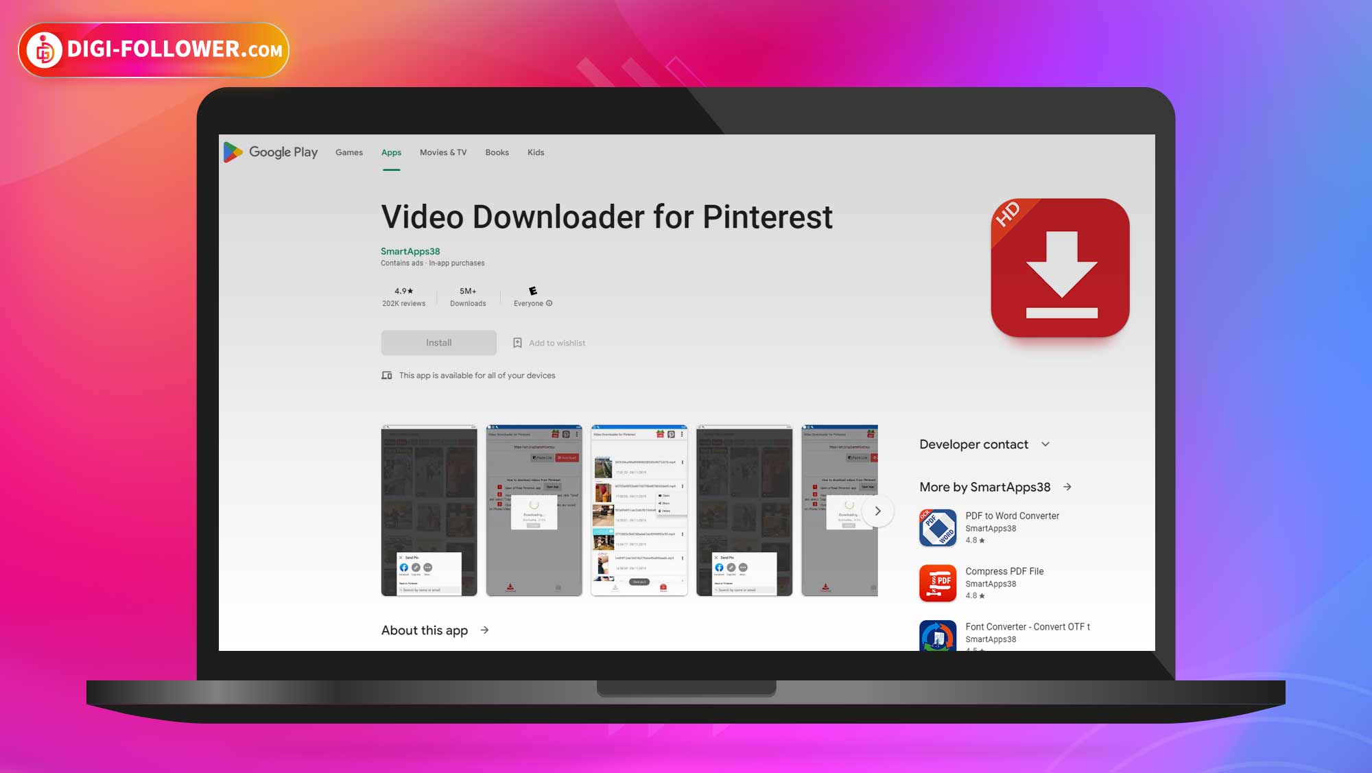 اپلیکیشن  Video Downloader for Pinterest