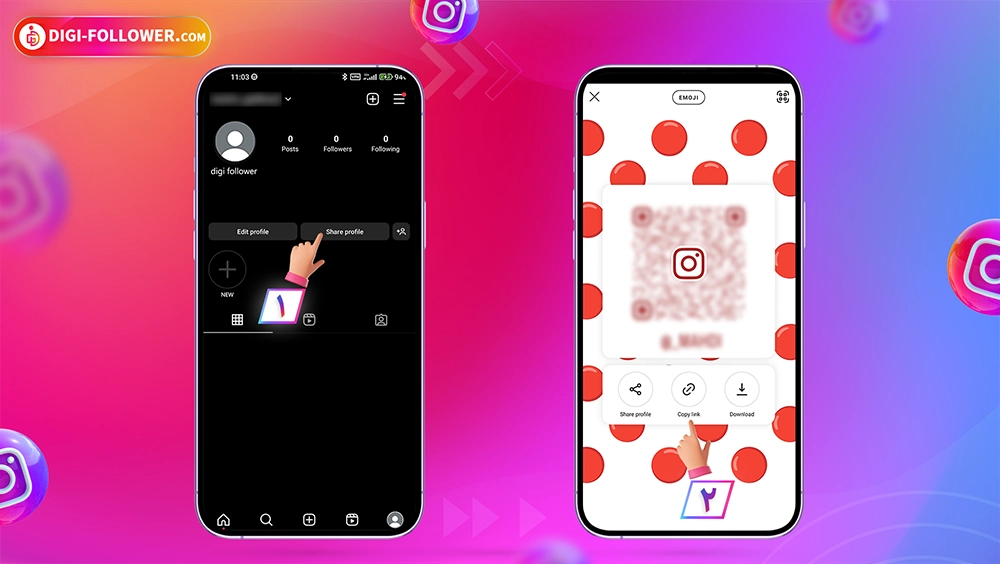 نحوه کپی کردن آیدی و یا نام کاربری اینستاگرام 2