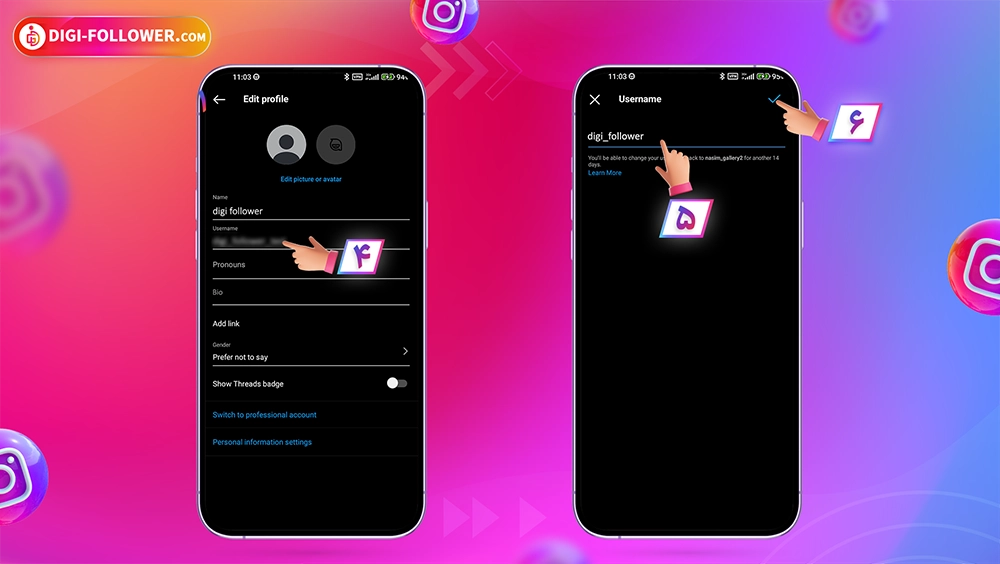 نحوه تغییر نام کاربری اینستاگرام 2