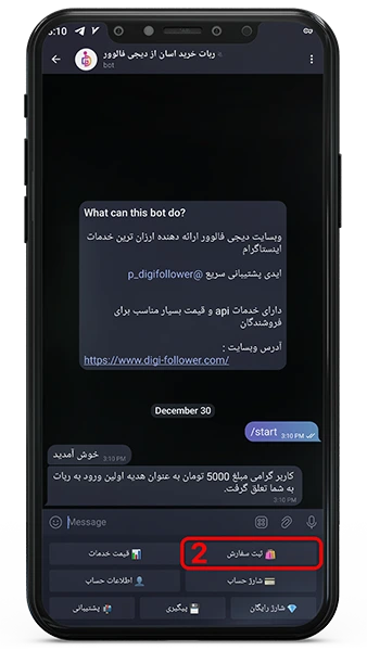 ثبت سفارش در ربات خرید آسان از دیجی فالوور 2